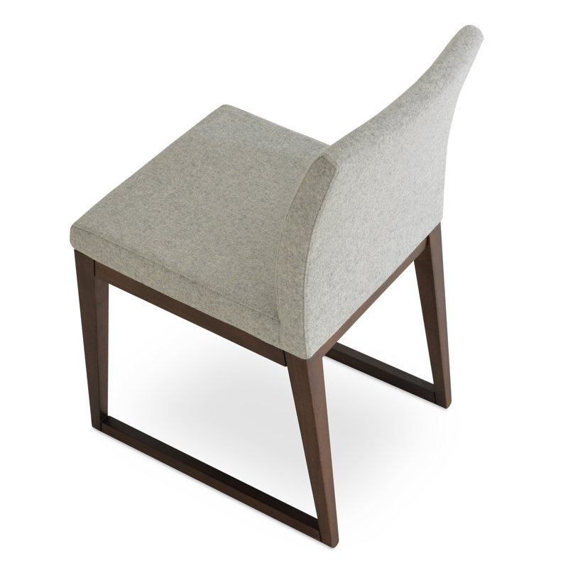 Aria Sled Wood Dining Chair, Silver Wool