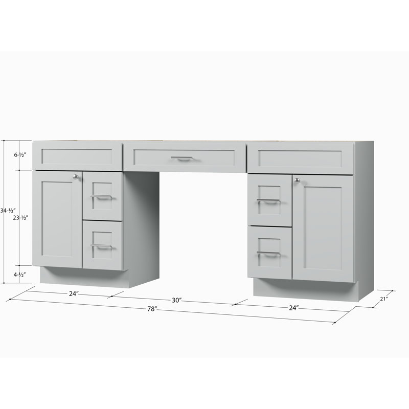 Base de meuble-lavabo double 78 po seulement, Gris