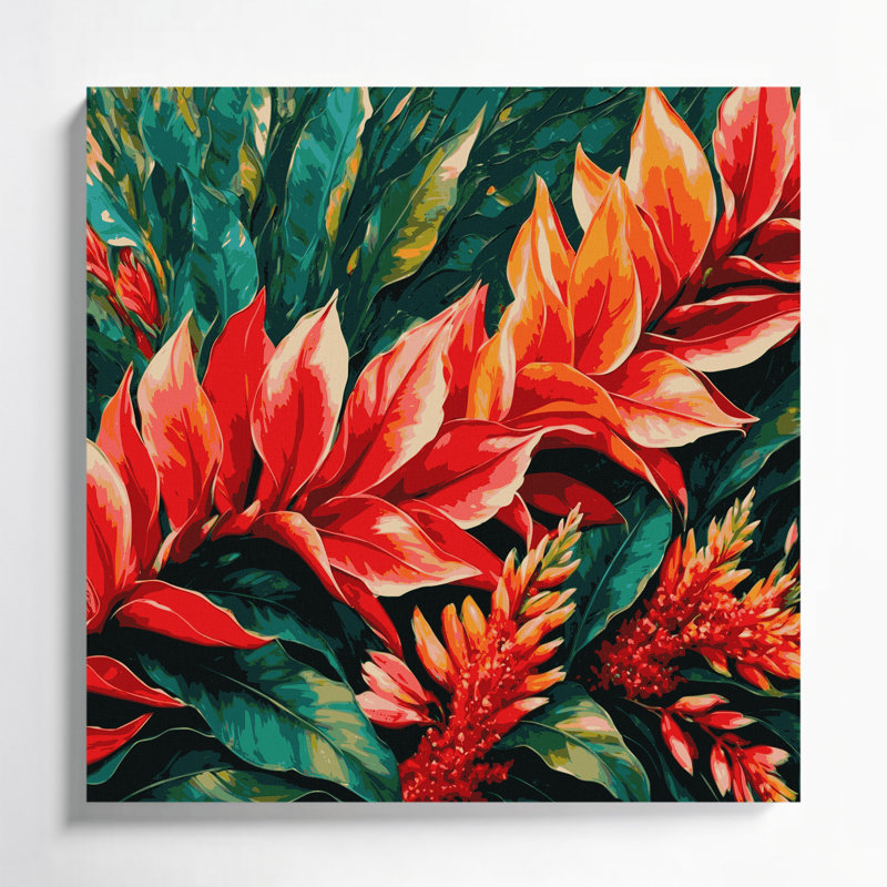 «Hawaiian Heliconia Green», art mural sur toile, H 32 po x l 32 po