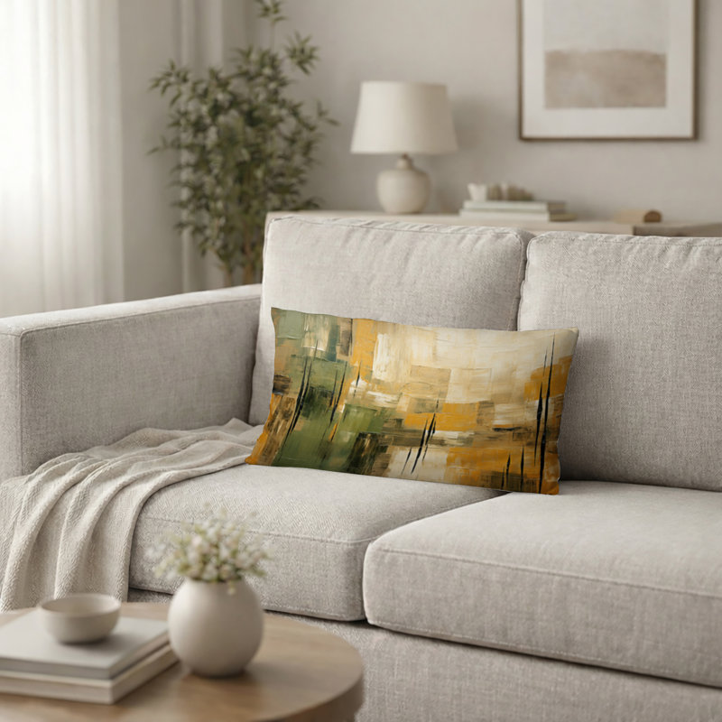 Coussin décoratif imprimé Tachisme, H 12 po x l 20 po