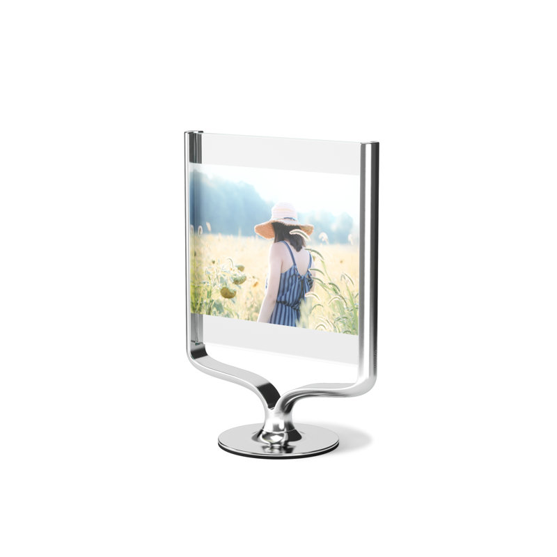 Wishbone Chrome Double-Sided Floating Tabletop Picture Frame