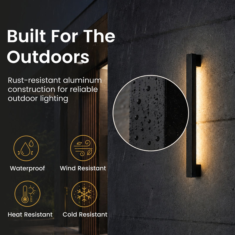 Outdoor Wall Linear Sconce Fixture, 24" H x 1.5" W x 2.5" D