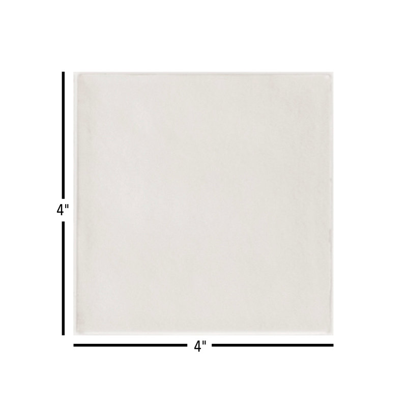 Marrakesh Zellige | 4"x4" Ceramic Wall Tile, Bianco