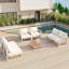 Ensemble de canapé modulaire de patio en métal 7 pièces, ensemble de conversation pour jardin avec coussins épais-38072848