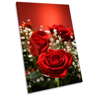 Bouquet Of Roses Flowers - Wrapped Canvas Print