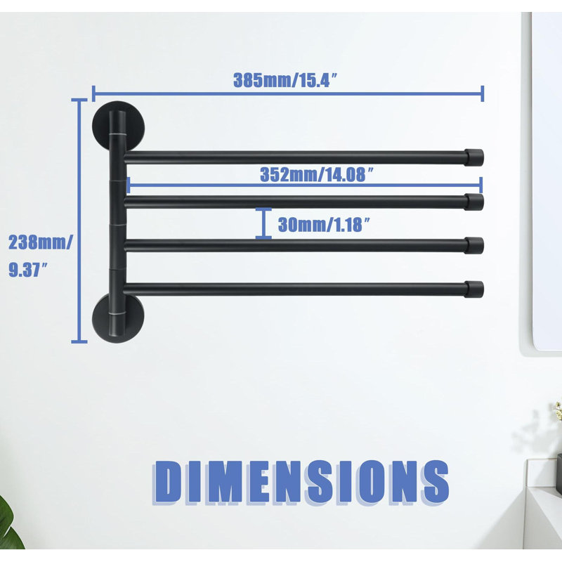Gold Stainless Steel 4-Bar Swivel Towel Rack