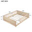 Lit double avec plancher en caoutchouc, barrières de sécurité, étagère à livres intégrée, conception sans porte, naturel-1212946977-1212946979