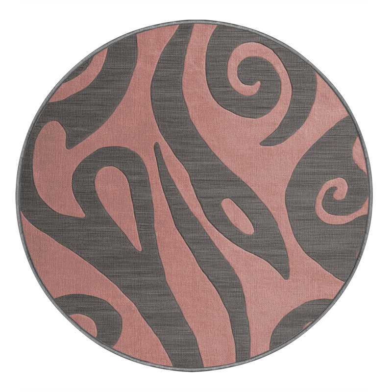 Tapis abstrait lavable à la machine, Rond 5 pi