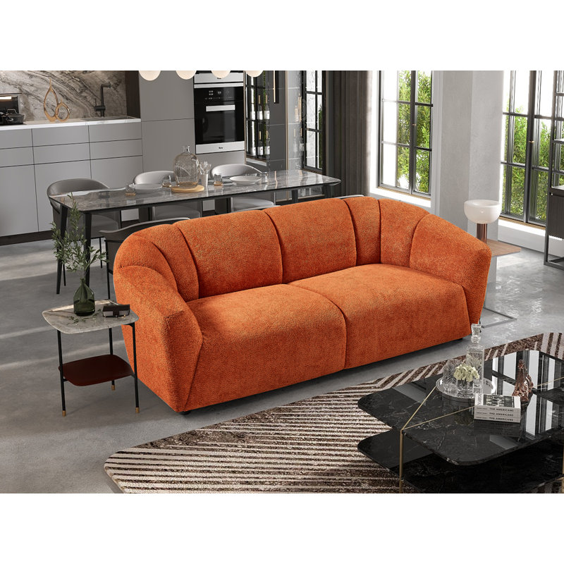 Inke Upholstered 78.35'' Sofa, Orange Microfiber/Microsuede