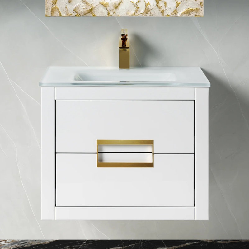 Danya 24'' W Single Vanity, White, Gold, White