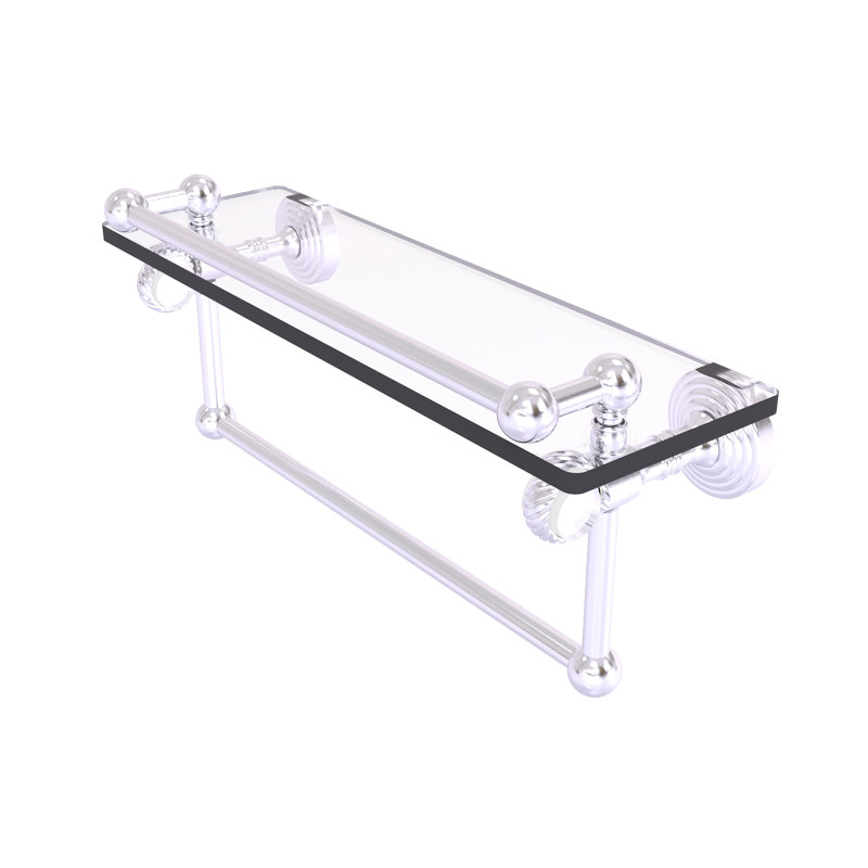 Étagère murale en verre Jarrell Gallery, Chrome satiné, H 5,5 po x l 16 po x P 6,8 po
