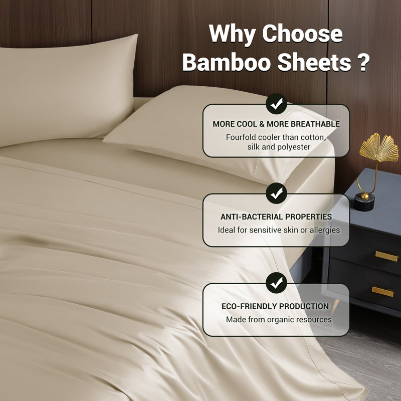 Bamboo Sheet Set, Queen Sheet Case Pack with 3 Additional Pieces, Beige