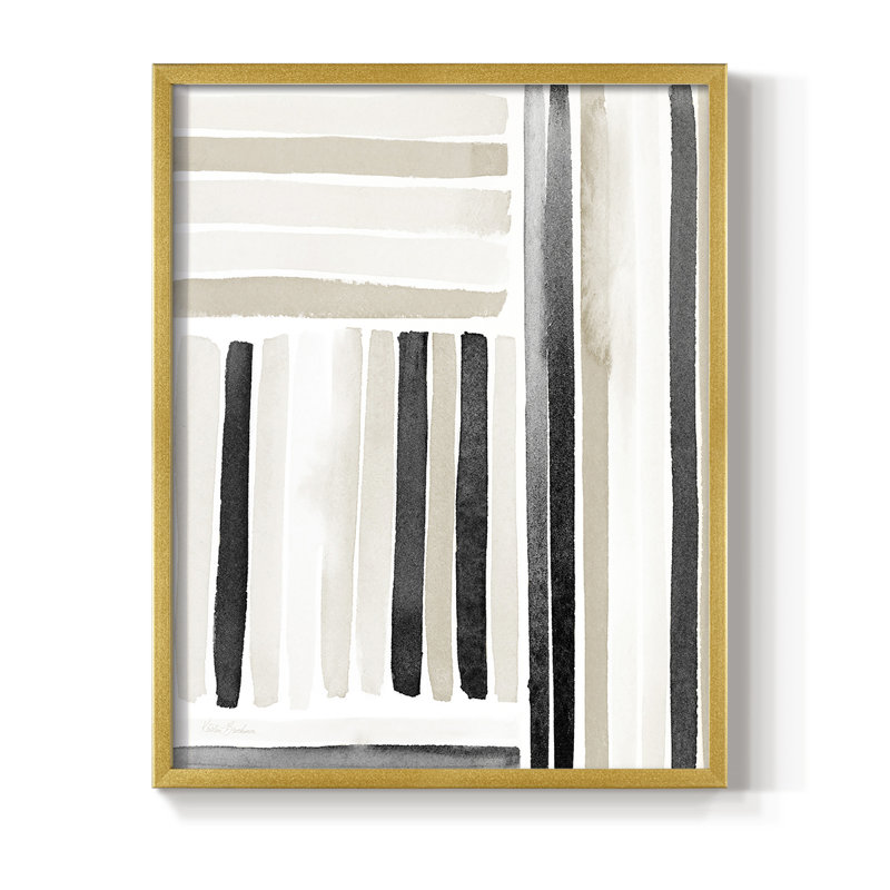 «Neutral Lines I», reproduction encadrée - bois massif, H 21 po x l 17 po, Doré