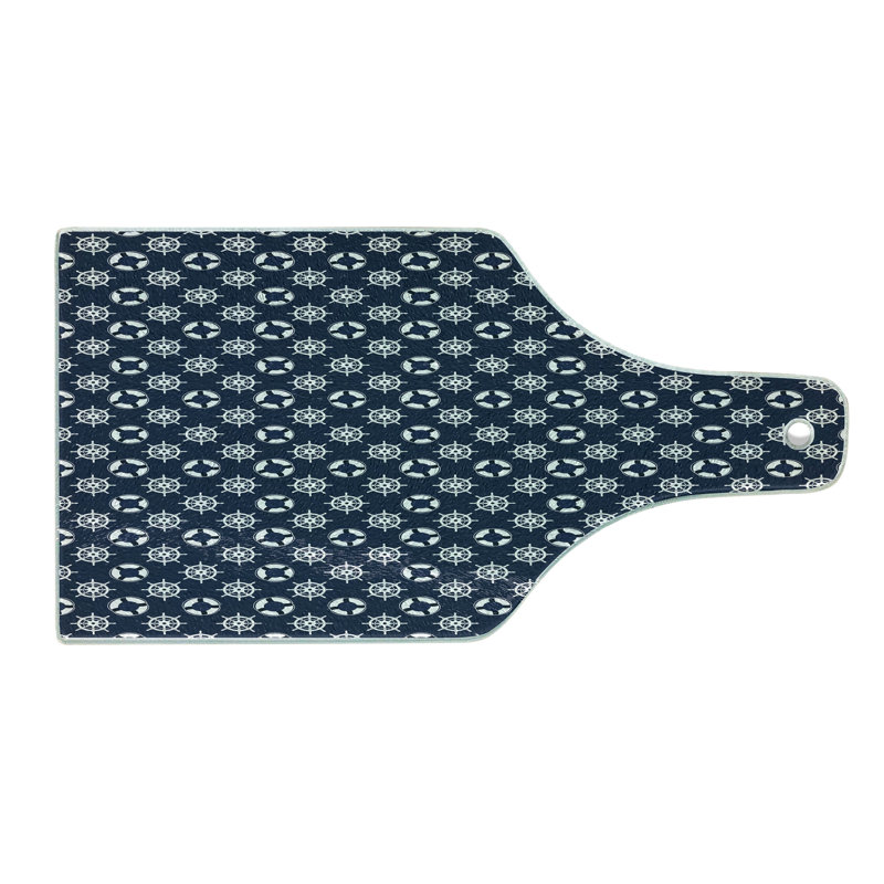 Nautical Blue Tempered Glass Rectangular Cutting Board