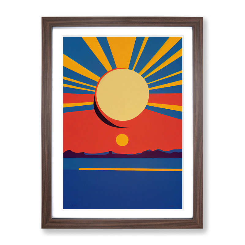 Majestic Abstract Sunset - Framed Print, 34cm H x 25cm W x 2cm D, Walnut