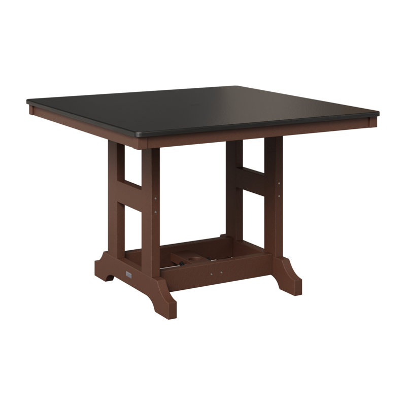 Table de bar carrée 44 po Berlin Gardens Garden Classic, H 39,5 po x l 44 po x P 44 po, Brun chocolat, Noir martelé