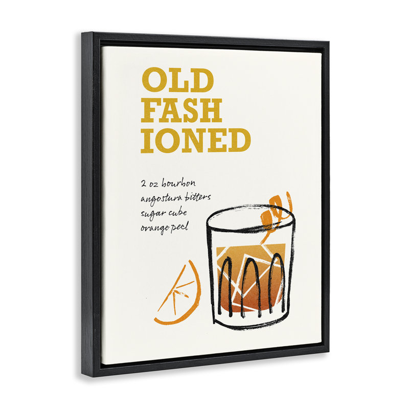 "Old Fashioned Recipe", art mural sur toile flottante par Victoria Barnes, Cadre flottant noir de jais, H 21 po x l 17 po