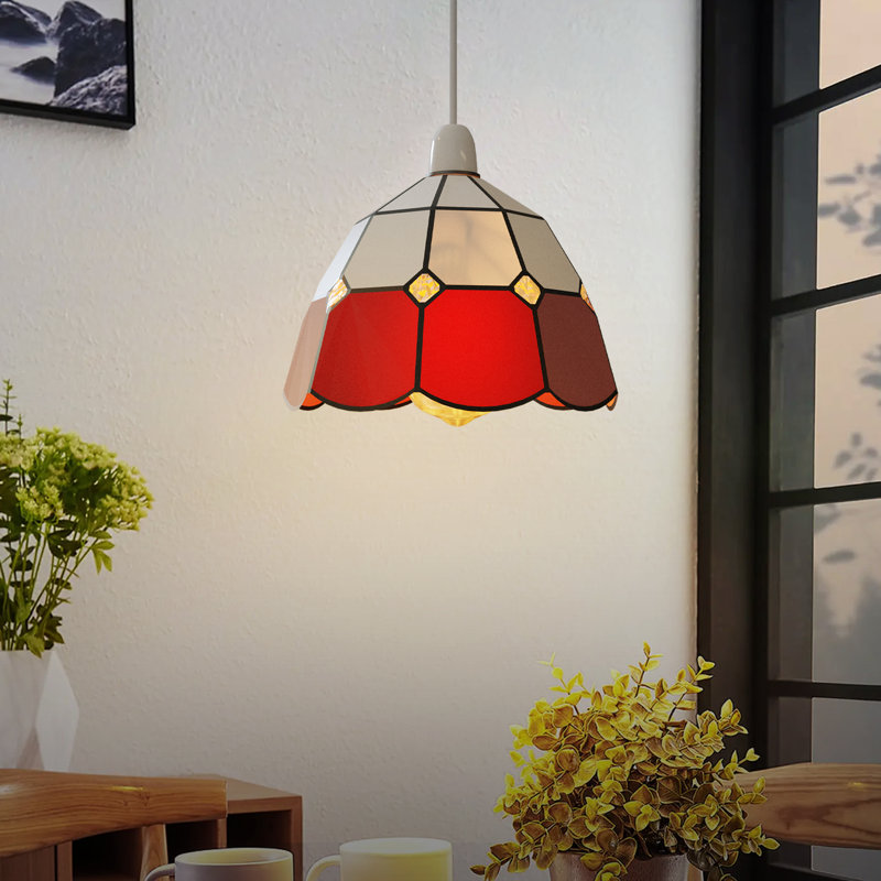 12cm H Glass Dome Lamp Shade ( Screw On ) in Red