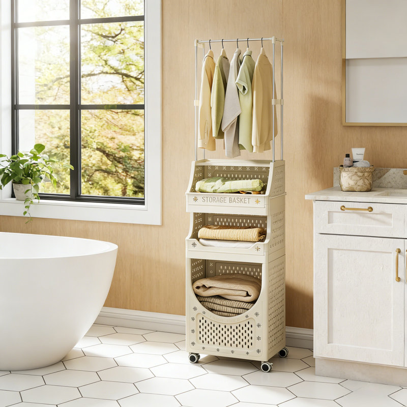 Plastic Laundry Cart with Wheels