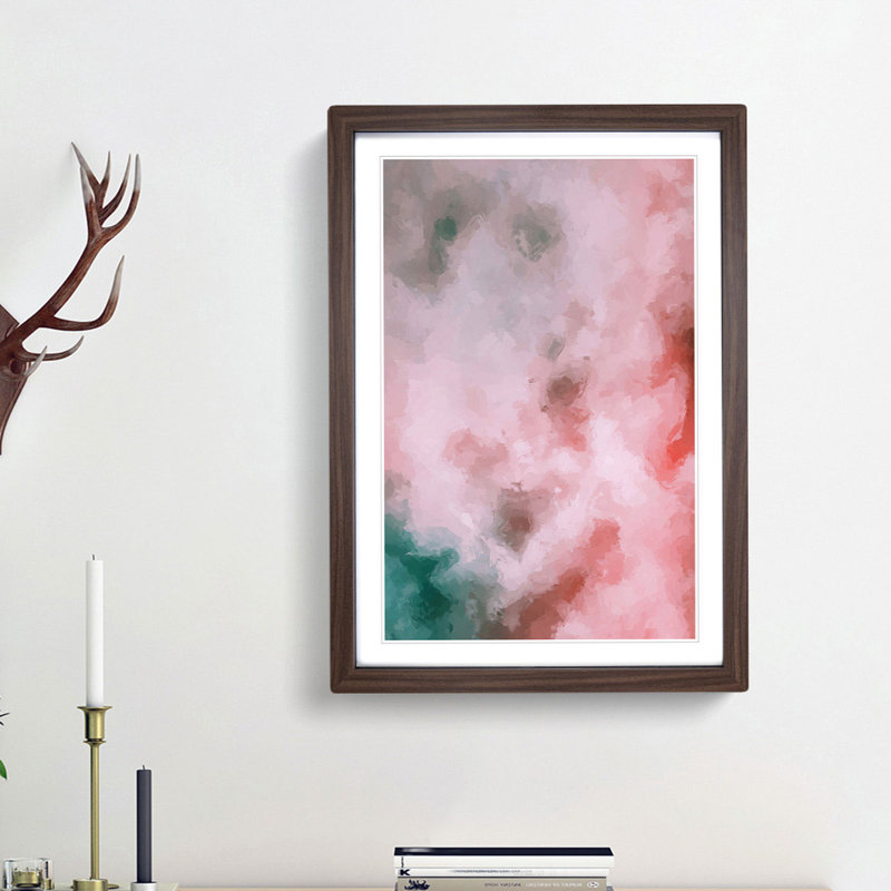 Cloud Colours in Abstract - Picture Frame Painting Print, 87cm H x 62cm W x 2cm D, Walnut Framed