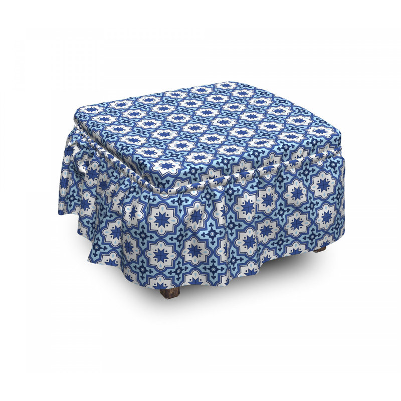Ensemble de housse pour repose-pieds à coussins carrés traditionnels 2 pièces marocain