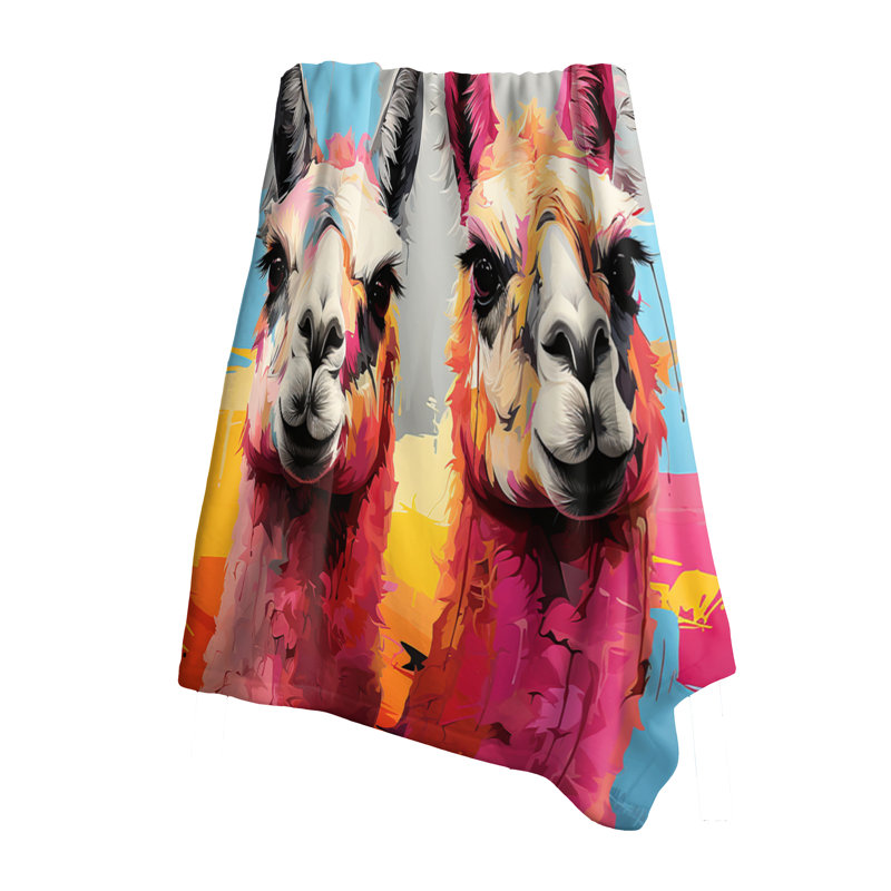Couverture colorée et charmante Popart Alpacas