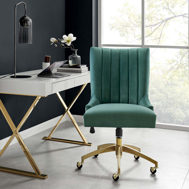 Chaise de bureau Empower Channel, Or, Bleu sarcelle