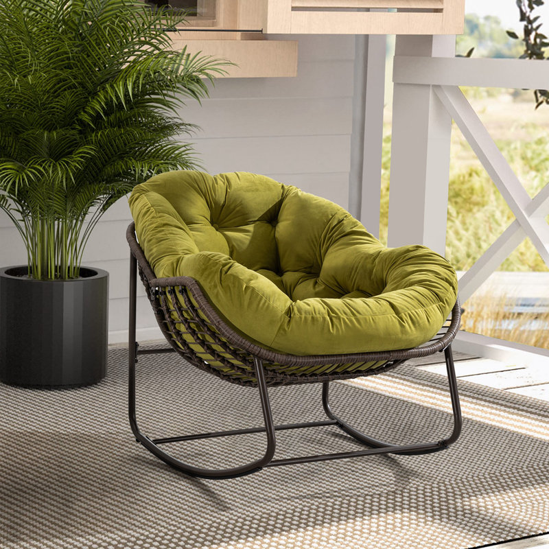 Chaise berçante en métal, Olive