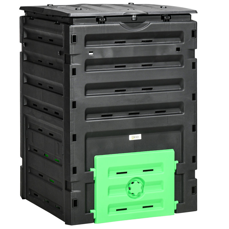 120 Gallon Compost Container - , 80 Vents For Quick Creation, 2 Sliding Doors, & Portable, Black Garden Apparatus By , Fertile Soil Compost, Lightweight,