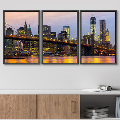 Manhattan Skyline at Sunrise in NYC USA City Cityscape Photography Realism Rustic Scenic