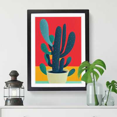 FRM-V0523-329X Cactus Cacti Block Colour - Single Picture Frame Print