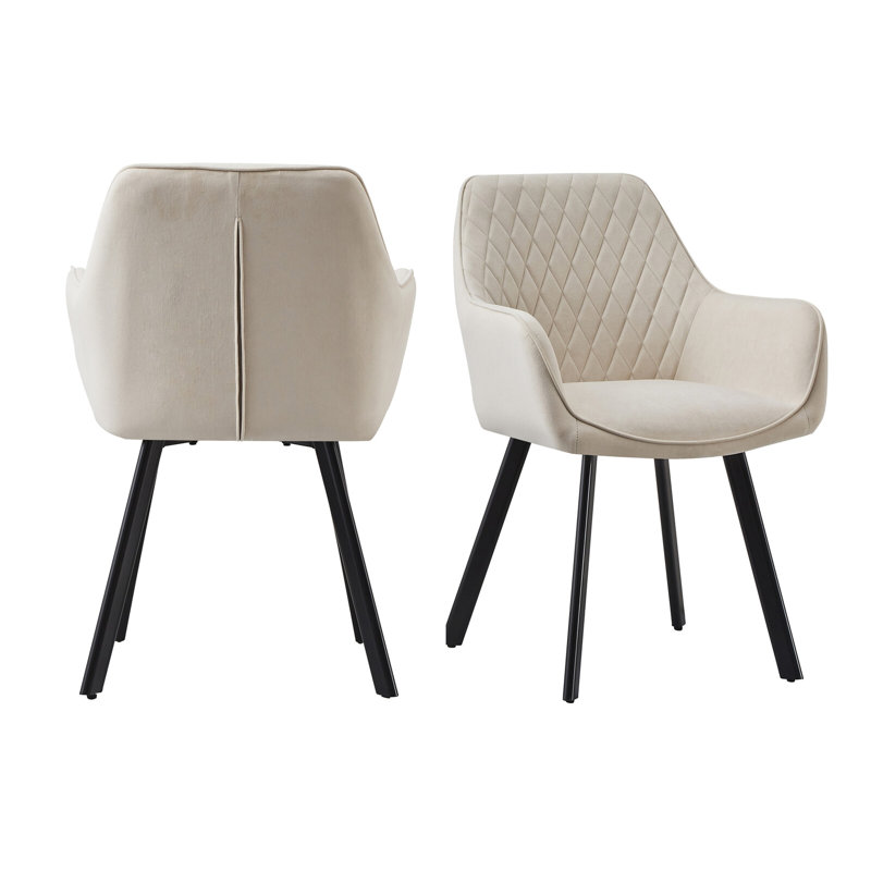 Mireya 46cm H Upholstered Metal Accent, Beige