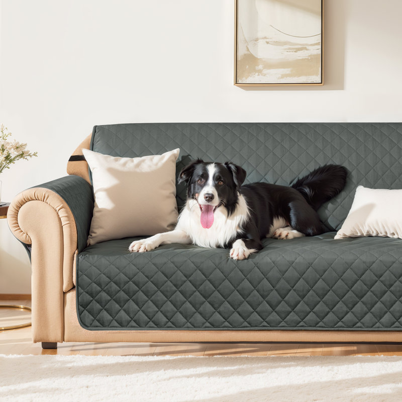 Housse pour canapé à coussins carrés réversibles Ayalisse, H 76 po x l 78 po x P 22 po, Mélange de polyester gris