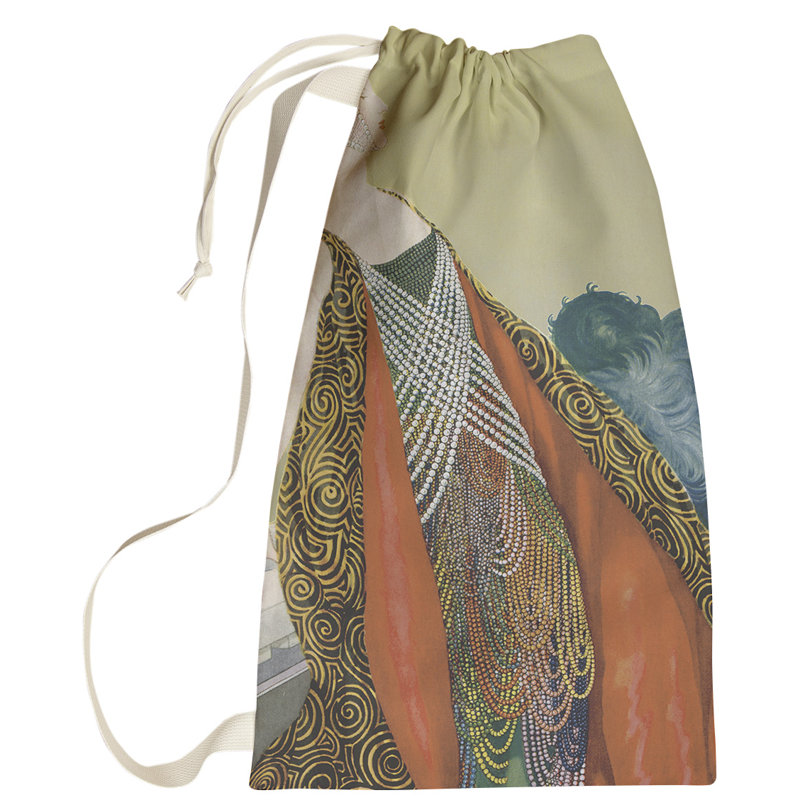 Roxbury Fabric Laundry Bag with Handles, Small ( 64" H x 20" W x 1.5" D), Beige/Gray/Orange
