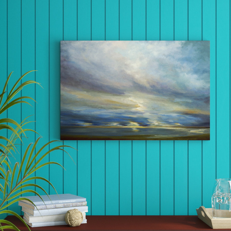 «Clouds on The Bay I», peinture sur toile, H 24 po x l 36 po