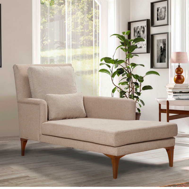 Chaise longue rembourrée Yaphank, 100 % polyester beige
