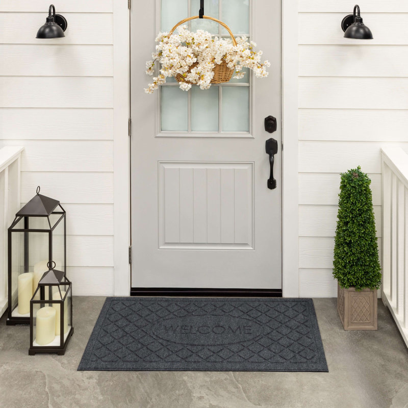 Welcome Impressions Casual Geometric Weather Resistant  Door Mat, Smoke