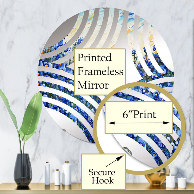 «Calming Blue Bonnets Floral Field» - Miroir décoratif Baptist Fan - MIR112075, 31,4 po x 31,4 po