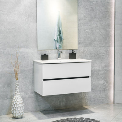 Ensemble de meuble-lavabo mural simple 31 po avec plateau en céramique Veneto