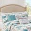 Ensemble de courtepointe en satin de coton 6 pièces avec coussins décoratifs turquoise-131602602