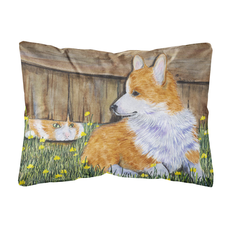 Coussin décoratif intérieur/extérieur corgi