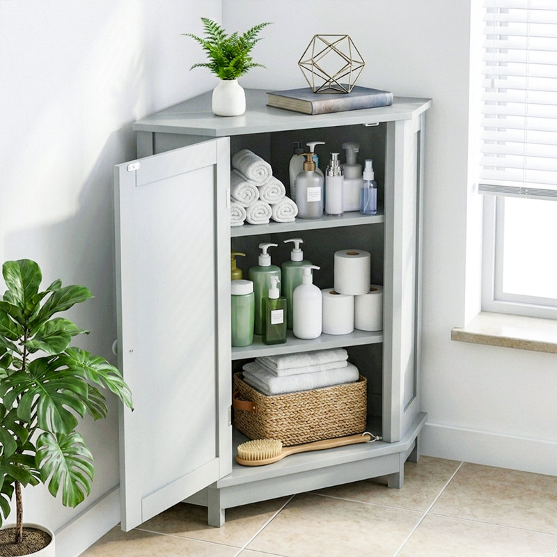 Armoire d'angle avec tablettes réglables