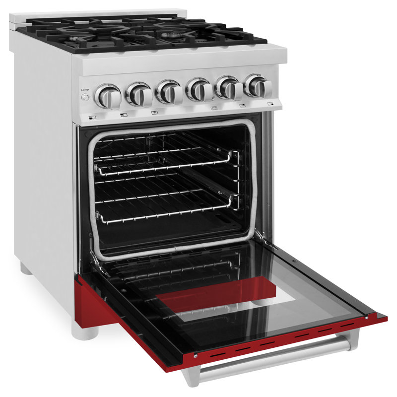 ZLINE 24" Legacy Dual Fuel Range w/ 4 Burner, Red Matte