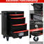 Armoire de rangement à outils 20 po à 4 tiroirs avec glissières à roulement, acier noir et rouge