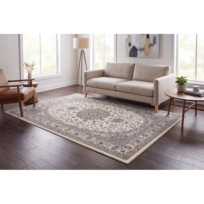 Tapis oriental ivoire / crème Attell, Rectangle 2 pi x 3 pi 11 po