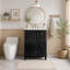 Meuble-lavabo autoportant de 24 po avec lavabo et tiroirs avec plateau en céramique et tablettes de rangement, panneau de fibres à densité moyenne et base en bois massif-123654585-123654589
