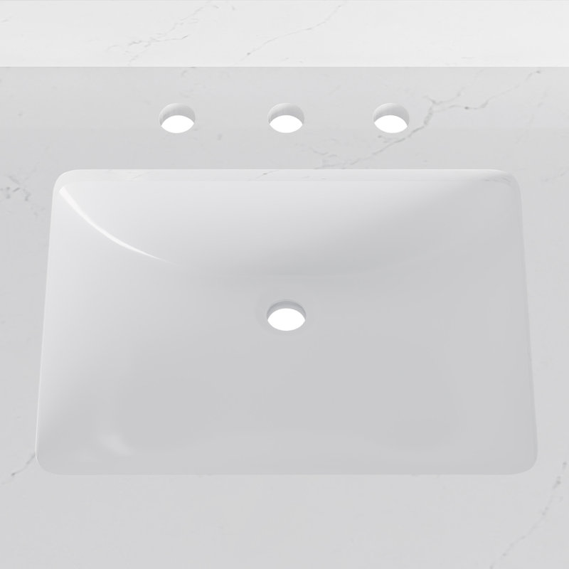 43'' Bathroom Vanity Top with Sink and Faucet Holes, Quartz White