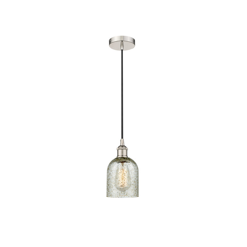 Luminaire suspendu en dôme à 1 lumière Reiko, Mica, Nickel poli