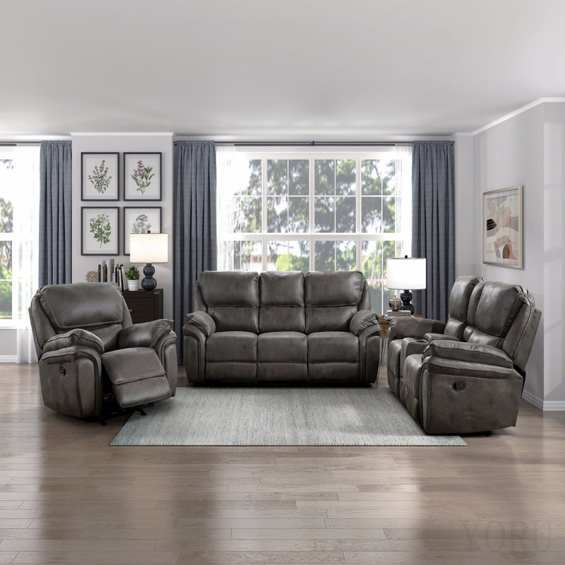Chaise berçante inclinable moderne en peluche avec revêtement en microfibre gris, Gray