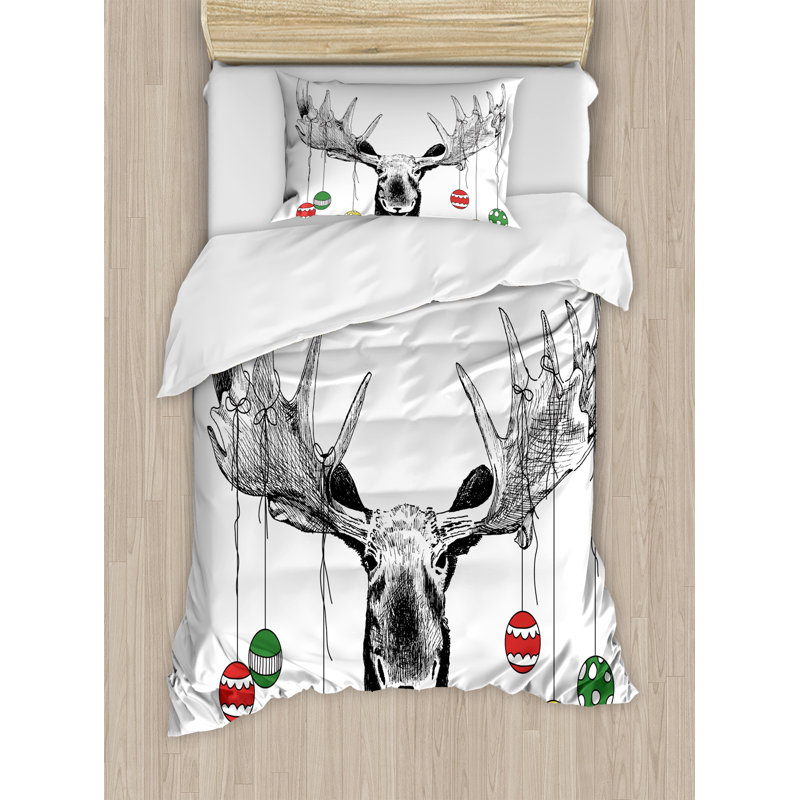 Moose Modern & Contemporary Polyester Duvet Cover, Twin